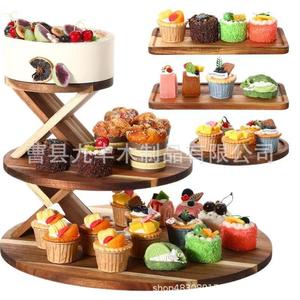 ชั้นวางเค้กไม้ 3 ชั้น ทรงกลม ทำจากไม้สนแท้ สำหรับตกแต่งงานเลี้ยงที่บ้าน - Product Image 4