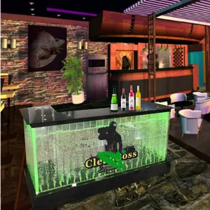 bar furniture customized modern movable led color changing water bubble wall liquor bar counter