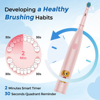 Cepillo de Dientes Eléctrico Recargable para Niños, Resistente al Agua IPX7, Cerdas Extra Suaves, Cepillo de Dientes Rotatorio para Niños Pequeños de 3 a 12 Años
