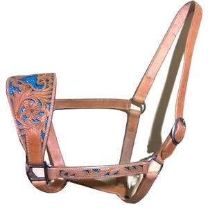 Ensemble de brides de cheval occidental en cuir véritable de haute qualité comprenant une tête et un collier de poitrine avec un style élégant noué en cuir brut - Product Image 1