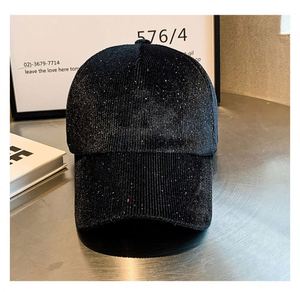 Casquette de baseball 5 panneaux en velours côtelé couleur unie (noir, rose, gris) avec nœuds et sequins, style formel, sportif, quotidien, décontracté, danse urbaine, vente en gros - Product Image 6