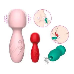 5.7 Inch 2 in 1 Pocket Mini Personal AV Wand Massager Clitoris Nipple Sucking Sex Toy Vibrator For Women