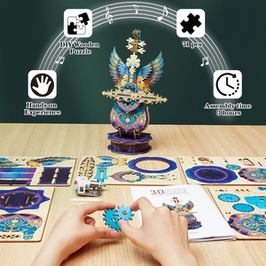 Puzzle 3D en bois de violon, design artistique, jouet de bricolage, décoration statique pour adultes, cadeau unisexe à partir de 14 ans - Product Image 3