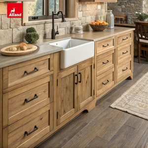 Ensemble de meubles de cuisine complets Allandgroup pour intérieur, en bois naturel, style shaker, chêne campagnard, rénovation de cuisine avec évier de <span class=keywords><strong>ferme</strong></span> - Product Image 1