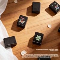 Tuiles de Mahjong Modernes en Acrylique Noir Polies à la Main pour le Divertissement Domestique, Articles de Collection, Mahjong Chinois, Table de Mahjong