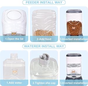 Set Tempat Makan dan Minum Hewan Peliharaan Otomatis Berkualitas Tinggi, Set Tempat Makan dan Minum Anjing dengan Sistem Gravitasi, dengan Mangkuk Makanan Hewan Peliharaan Warna Abu-abu 3.8L - Product Image 5