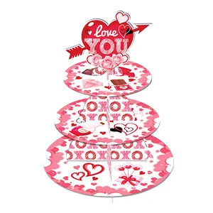 DT079 Feliz Dia dos Namorados Amor Festa Tema Bolo Stand 3 Tier Cupcake Stand Decorações Do Partido para Fontes Do Partido De Aniversário