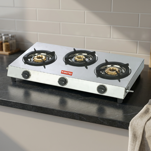 Table de cuisson au gaz GPL KIMATSU à 3 brûleurs avec surface en acier inoxydable 30 pouces, allumage électronique, garantie 1 an pour usage hôtelier et domestique - Product Image 3