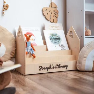 Estante de almacenamiento de madera de varias capas, 4 niveles, montado en la pared, para organizar libros infantiles, organizador de juguetes, forma rectangular - Product Image 1