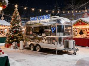 Camión de Comida con Arepas Venezolanas, Tortillas de Maíz a la Plancha y Estación de Relleno para Carne de Res Desmenuzada, Frijoles Negros y Plátanos - Product Image 1