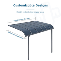 Auvent de balcon en aluminium, auvent incurvé, toit en polycarbonate, protection contre la pluie pour terrasse et jardin