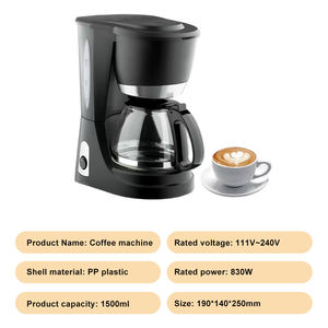 Cafetière électrique domestique de haute qualité 830W en <span class=keywords><strong>plastique</strong></span> PP 1,5L pour Americano - Product Image 6