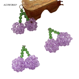 จี้ผลไม้ประดับลูกปัด |   จี้คริสตัลรูปองุ่น เชอร์รี่ พริก ทำมือ DIY สำหรับเครื่องประดับ, เครื่องประดับผม และตกแต่งเสื้อผ้า - Product Image 4