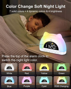 Réveil pour enfants avec <span class=keywords><strong>veilleuse</strong></span> 11 couleurs, horloge d'apprentissage du sommeil pour tout-petits avec 10 sonneries et réglage de la luminosité - Product Image 3