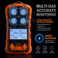 Detector de Gas Portátil 4 en 1 Versátil con Certificación IECEx y ATEX para CO/O2/H2S/EX, Detección de Alta Precisión