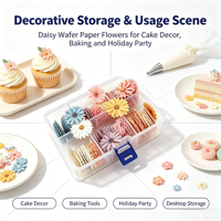 Boîte comestible en papier wafer pour gâteau, motifs floraux, boîte de rangement transparente, vente en gros directe d'usine, approvisionnement B2B en stock, décoration de gâteau