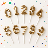 Bougies numériques Joyeux Anniversaire pour décoration de gâteau, bougies numériques en cire de paraffine dorée, emballage carte pour fournitures de fête et Nouvel An