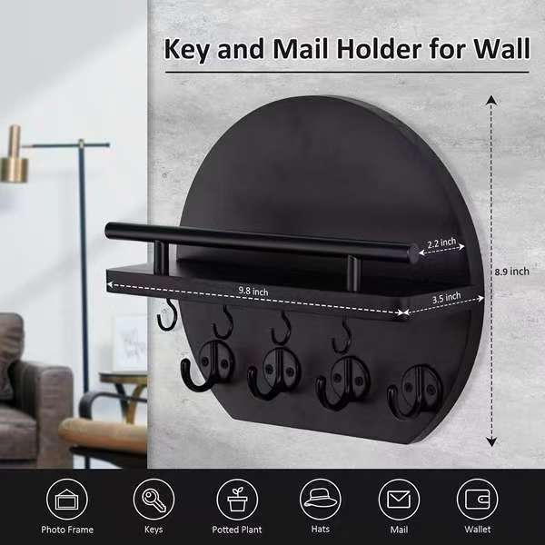 black-semi-circle black wall mounted rack