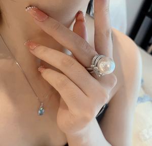 925 perak murni perhiasan mutiara zirkon cincin kubik zirkonia janji cincin pernikahan untuk wanita - Product Image 5