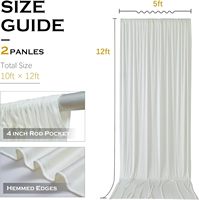 Tirai Latar Belakang Warna Ivory 10x12 kaki untuk Pernikahan, Pesta, Ulang Tahun, dan Foto, 2 Panel Tirai Poliester Bebas Kerut 5x12 kaki
