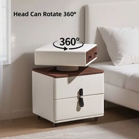 Table de chevet moderne, armoire de rangement mobile, table d'appoint avec tiroirs et étagère ouverte, mobilier de chambre à coucher blanc et marron sur roulettes