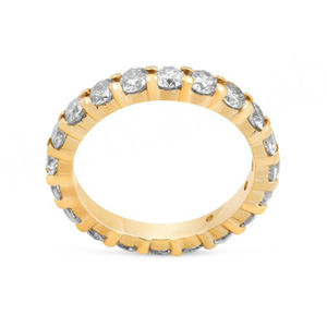 Anillo de Eternidad con Diamantes de Corte Redondo Chapado en Oro de 14K, Anillo de Bodas para Mujer, Joyería con Piedras Preciosas - Product Image 2
