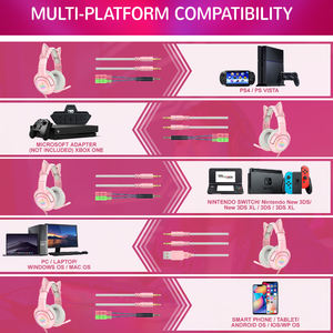 <span class=keywords><strong>ONIKUMA</strong></span> <span class=keywords><strong>K9</strong></span>หูฟังแบบมีสายลายแมว,หูฟังสำหรับเล่นเกมสเตอริโอเด็กผู้หญิงพร้อมไมค์และไฟ LED สำหรับแล็ปท็อป/PS4 /Xbox One Controller - Product Image 5