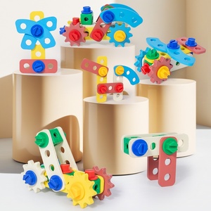 Boîte à <span class=keywords><strong>outils</strong></span> en bois multifonctionnelle avec modes de jeu éducatifs, jouets amusants et boîte de rangement à assembler pour enfants, pour construire différentes formes - Product Image 3