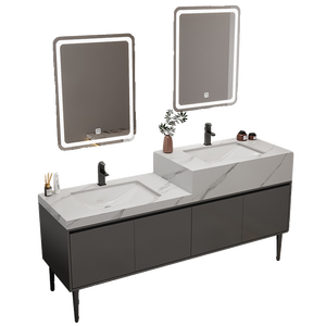 Simple alto bajo lavabo <span class=keywords><strong>Rock</strong></span> Board baño gabinete combinación madera maciza doble persona almacenamiento padre-hijo baño <span class=keywords><strong>Suite</strong></span> - Product Image 1