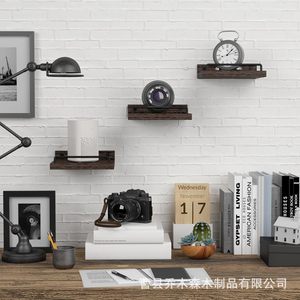 Cross-border wooden wall-mounted flower <b>rack</b>, simple wall-mounted <b>shelf</b>, decorative <b>shelf</b> for living room, bathroom, and - Product Image 2