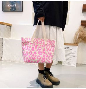 Fashion Large Capacity Weekender Beach Leopard Printed <b>Canvas</b> Tote Bag <b>Handbag</b> for Women Girls - Product Image 6
