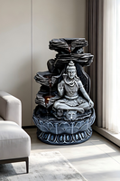 Fontaine d'eau avec statue de Shiva, cascade à 3 niveaux, cascade de table, divinité hindoue, décoration Feng Shui pour la maison