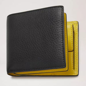 Porte-monnaie pour hommes, tripliable court cartes de crédit, avec Logo personnalisé, en cuir synthétique, marron - Product Image 5