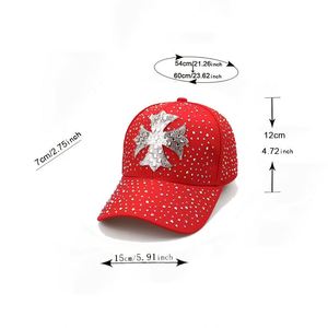 Casquette de baseball en toile à 6 panneaux pour femme, style vintage, ornée de strass épars – Protection solaire ajustable, toutes saisons, décontractée, pour l'extérieur - Product Image 5