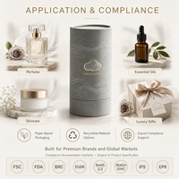 Caja de Tubo de Papel de Lujo Personalizada, Caja Cilíndrica de Cartón Kraft OEM para Perfumes y Cosméticos, con Grabado en Relieve y Lámina Dorada, FSC