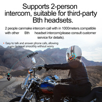 Casque de moto avec interphone sans fil Q08-2X, portée 5.0 1000M, étanche IPX6, batterie 25H, assistant vocal double téléphone