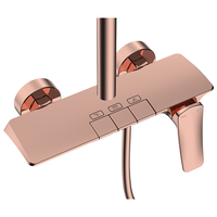 Robinet de douche thermostatique à 3 poignées en laiton massif avec valve en céramique, commande facile, touches piano, finition polie, multifonctionnel, pour hôtel