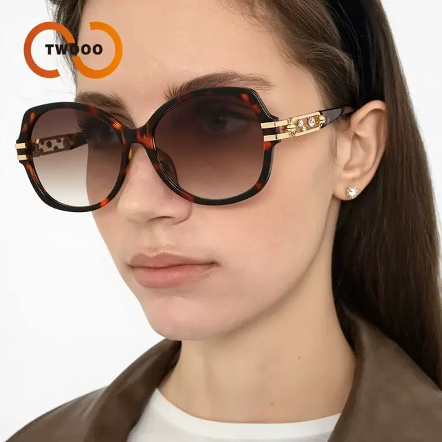 Twooo T1495 New Oversized Trendy Metal Hollow Chain Legs Sunglasses
