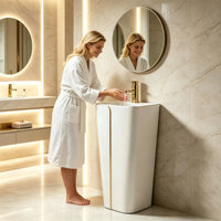 Ensemble WC monobloc moderne en céramique avec lavabo sur colonne pour appartement
