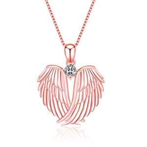 Collar de Diamantes con Alas de Corazón, Colgante de Aleación de Zinc en Oro Rosa, Joyería de Regalo - Product Image 1