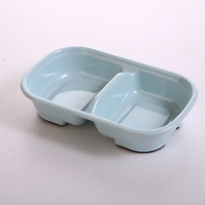 Rectangle Plastic Double Pet Bowl Non Slip Base Dual Food Water Feeding Dish for <b>Cat</b> Puppy Small Dog - Product Image 4