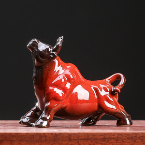 Adornos de cerámica de vaca Feng Shui para el hogar, atracción de riqueza, decoraciones de escritorio chinas, artesanías para el hogar y la Oficina, artesanías de resina - Product Image 5