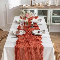 Nouveau chemin de table moderne personnalisable en polyester tissé 100% uni vert sauge style ferme (Gaze et Cheesecloth) pour mariage et fête