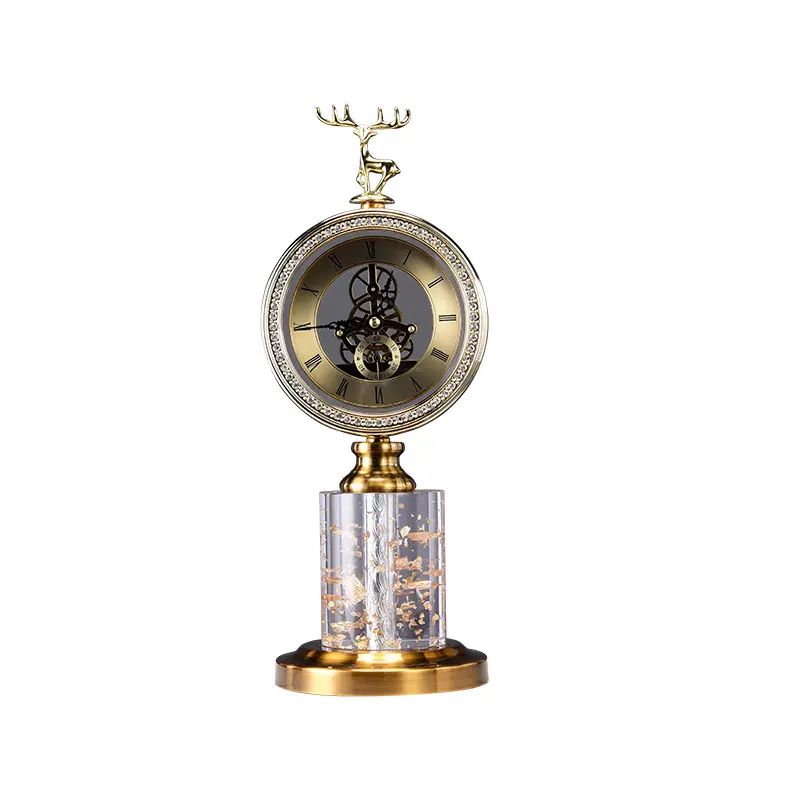 European metal deer head desk clock living room bedroom table clock fashionable household clock