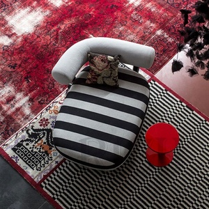 Petite chaise nordique pour salon, meuble d'intérieur français à rayures noires et blanches, petite chaise de salon, design moderne - Product Image 3