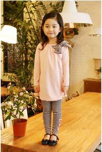 Two Piece Set Children Clothing Sweet <b>Long</b> <b>Sleeve</b> <b>T</b>-<b>shirt</b> and <b>Stripe</b> Pants Set for Girls From China - Product Image 6