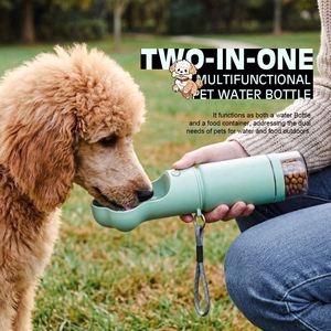 2 in 1 Stainless Steel Outdoor 12oz Pet Water Bottle with Eco Friendly <strong>Food</strong> <strong>Container</strong> for Dogs and <strong>Cats</strong> Travel Water Bowl - Product Image 4