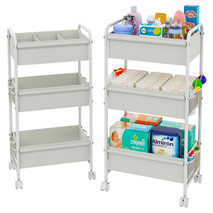 <span class=keywords><strong>Carrito</strong></span> <span class=keywords><strong>Organizador</strong></span> de Pañales <span class=keywords><strong>para</strong></span> Bebé, <span class=keywords><strong>Carrito</strong></span> de Almacenamiento Rodante de 3 Niveles con Ruedas y Divisores Desmontables - Product Image 1
