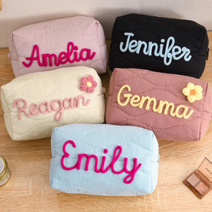 Uionen Coarse Wool Personalized <b>Custom</b>-made Name Cosmetic Bag Storage Bag <b>Lipstick</b> Key Storage Bag Toiletry Bag - Product Image 1