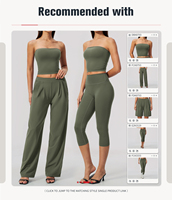Tank top yoga wanita tanpa tali, model bandeau, slim fit, high stretch, backless, untuk olahraga dan workout.